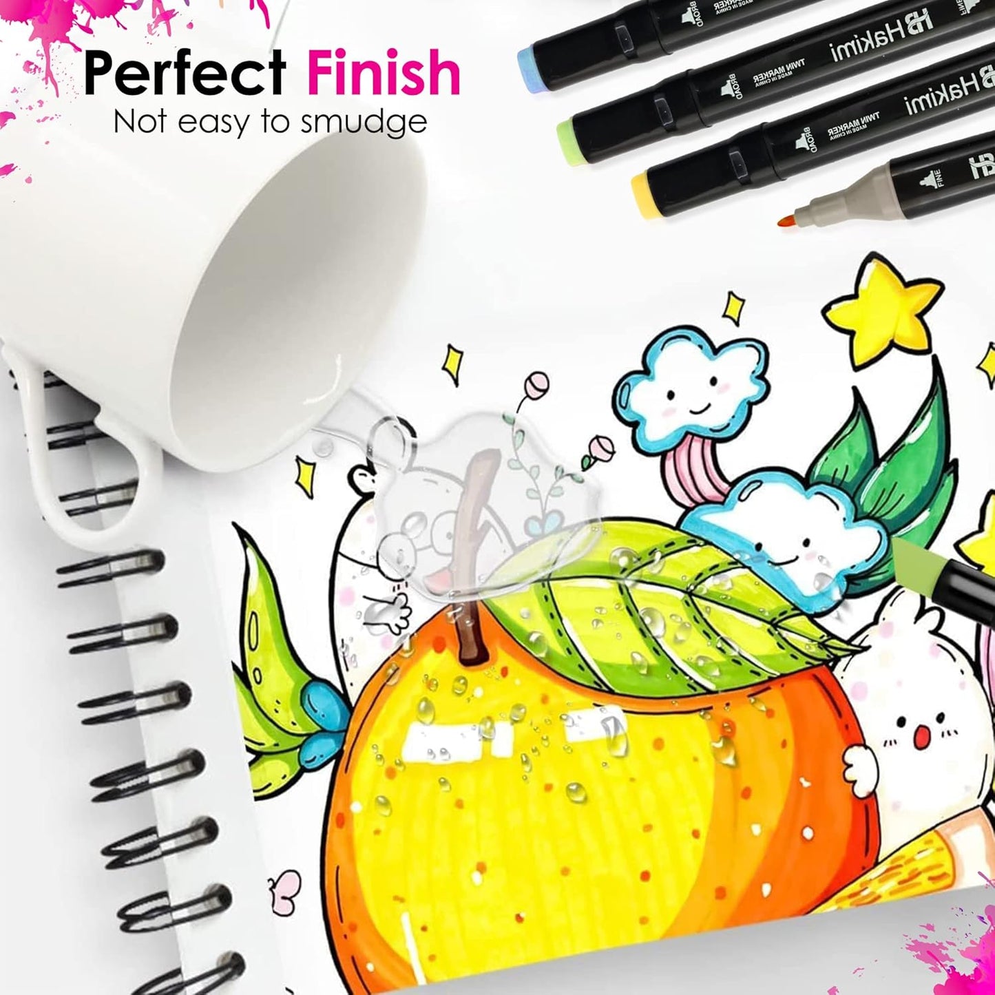 HAKIMI Alcohol Markers 48 Colours Dual Tip Colouring Pens for Adults