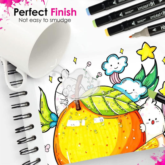 HAKIMI Alcohol Markers 48 Colours Dual Tip Colouring Pens for Adults