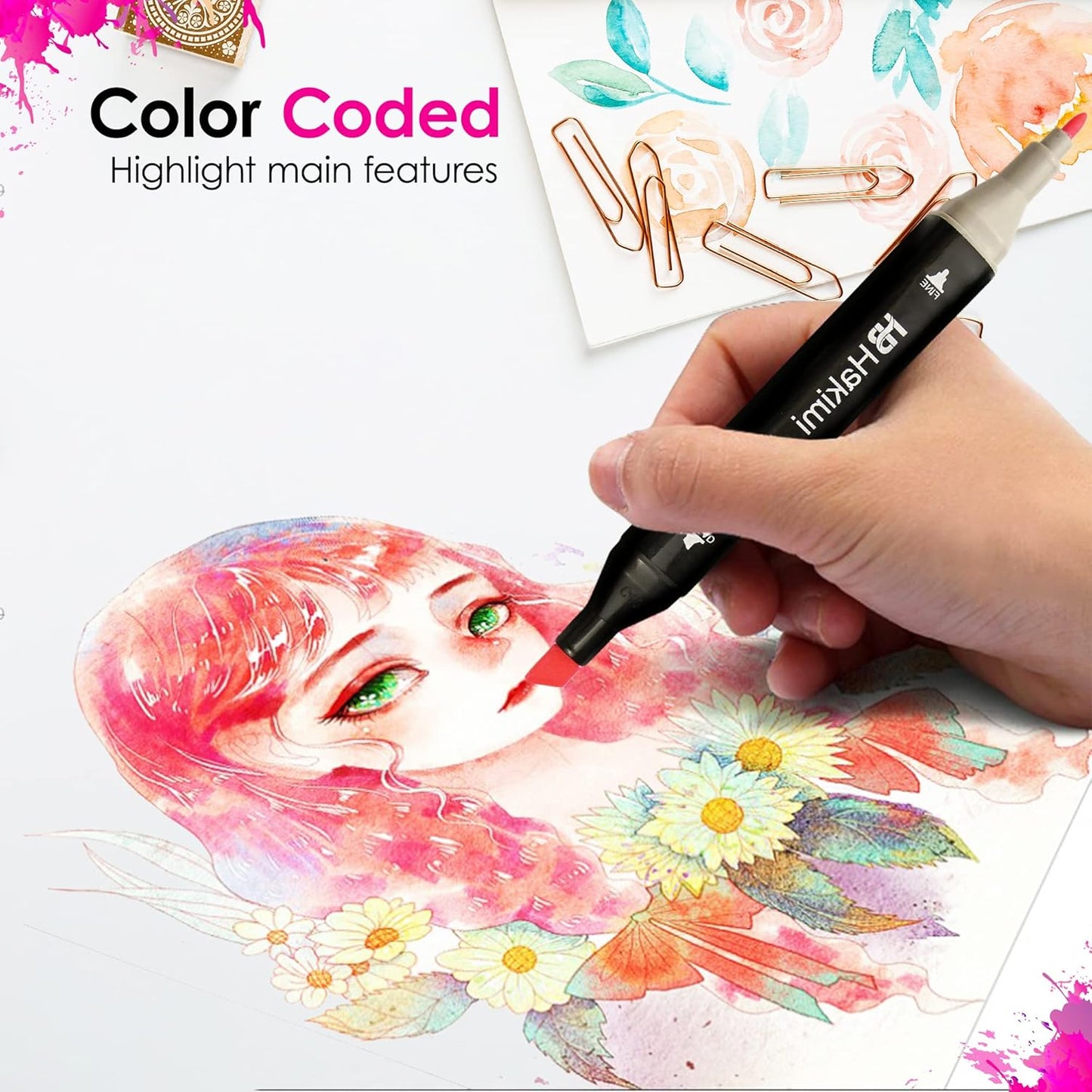 HAKIMI Alcohol Markers 80 Colours Dual Tip Colouring Pens for Adults
