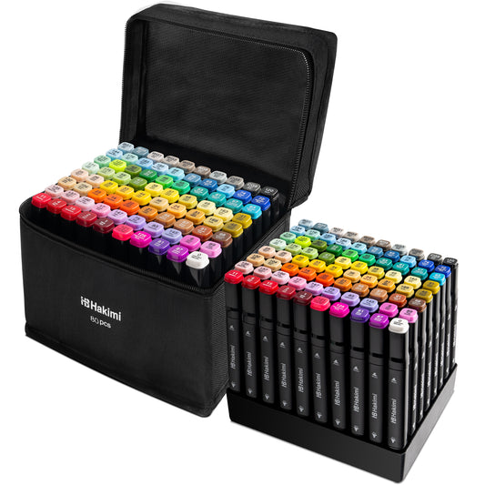 HAKIMI Alcohol Markers 80 Colours Dual Tip Colouring Pens for Adults